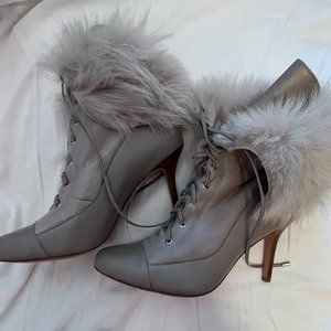 Ann Taylor Taupe Fur Lined Daniela Boots NWOT Size 8M